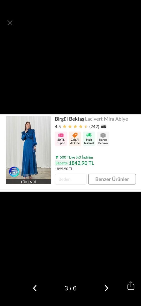 Birgül Bektaş Lacivert Mira Uzun Abiye - Görsel 3