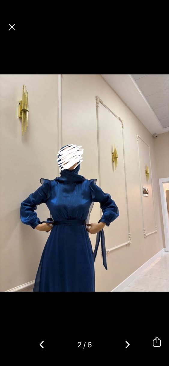 Birgül Bektaş Lacivert Mira Uzun Abiye - Görsel 2