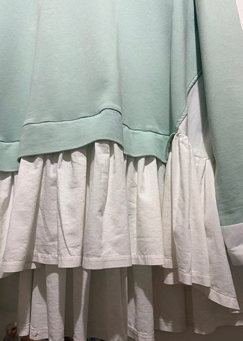 Pamuklu, Uzun Kollu, Volanlı Beyaz Sweatshirt - Görsel 2