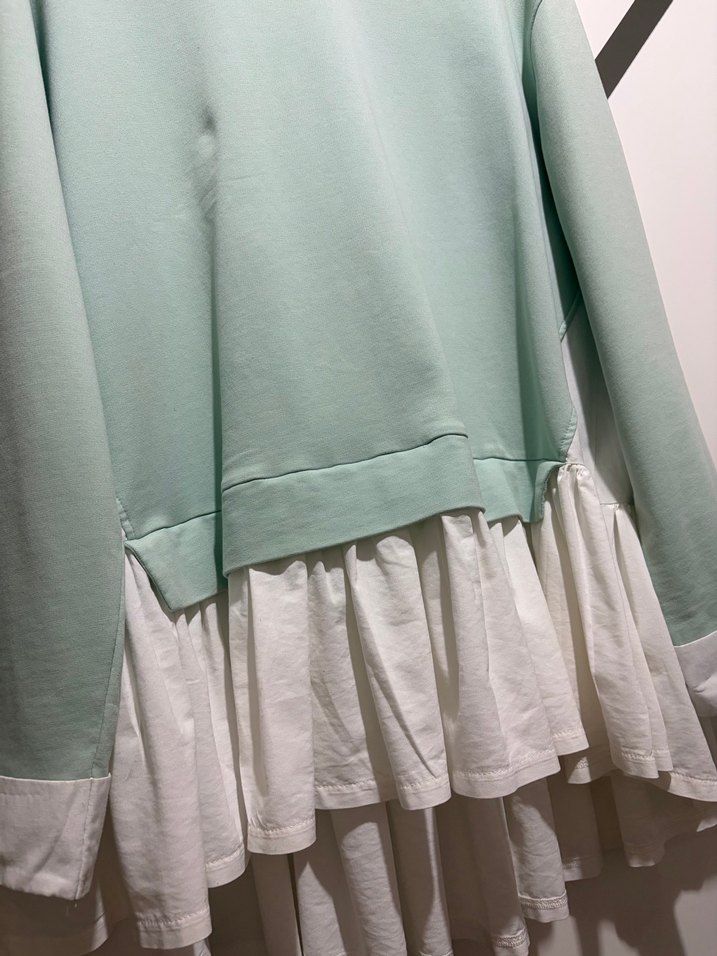 Pamuklu, Uzun Kollu, Volanlı Beyaz Sweatshirt - Görsel 3