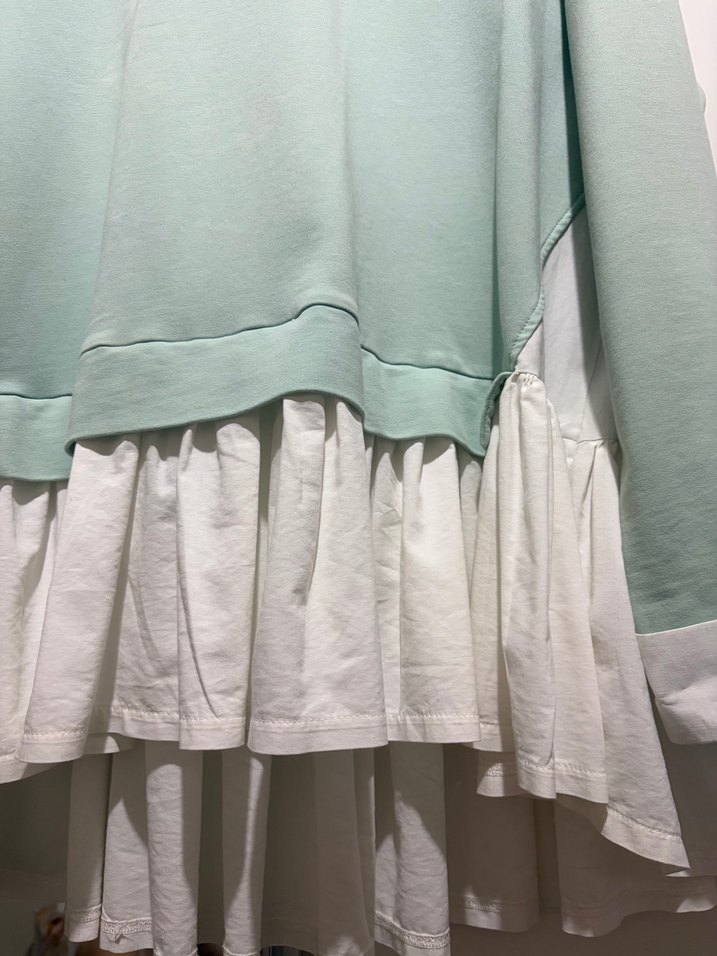 Pamuklu, Uzun Kollu, Volanlı Beyaz Sweatshirt - Görsel 2