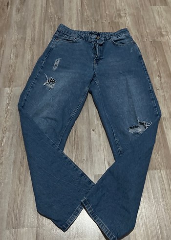 Kadın Mavi Bol Kesim Kot Pantolon - Görsel 2