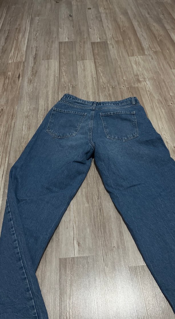 Kadın Mavi Bol Kesim Kot Pantolon - Görsel 4