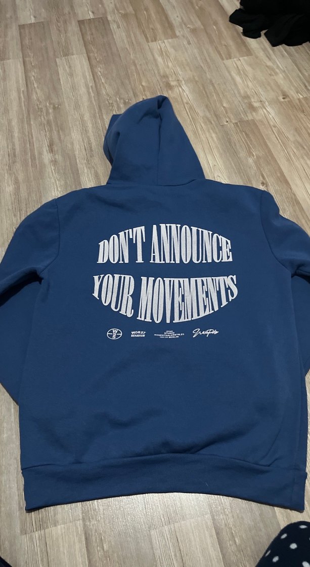 Mavi Kapüşonlu Kadın Sweatshirt - Görsel 3