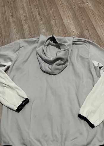 Erkek Gri Kapüşonlu Fermuarlı Sweatshirt - Görsel 4