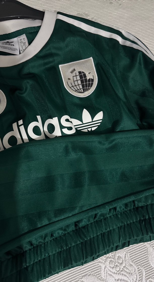 Yeşil adidas Düğmeli Uzun Kollu Sweatshirt - Görsel 3