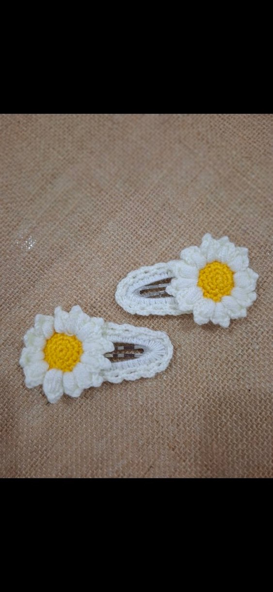 Nakışlı Turuncu Örgü Çocuk Toka Seti - Görsel 3