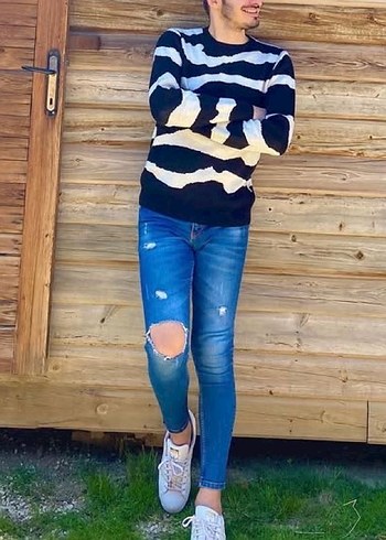 Kadın Mavi Yırtık Detaylı Midi Boy Kot Pantolon - Görsel 2