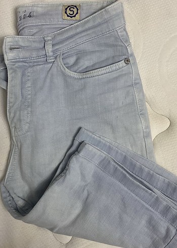 Gri Kadın Kot Pantolon Midi Boy - Görsel 5