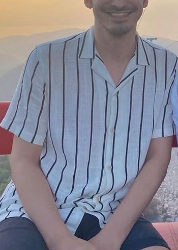 Erkek Beyaz Çizgili Kısa Kollu Gömlek - Görsel 3