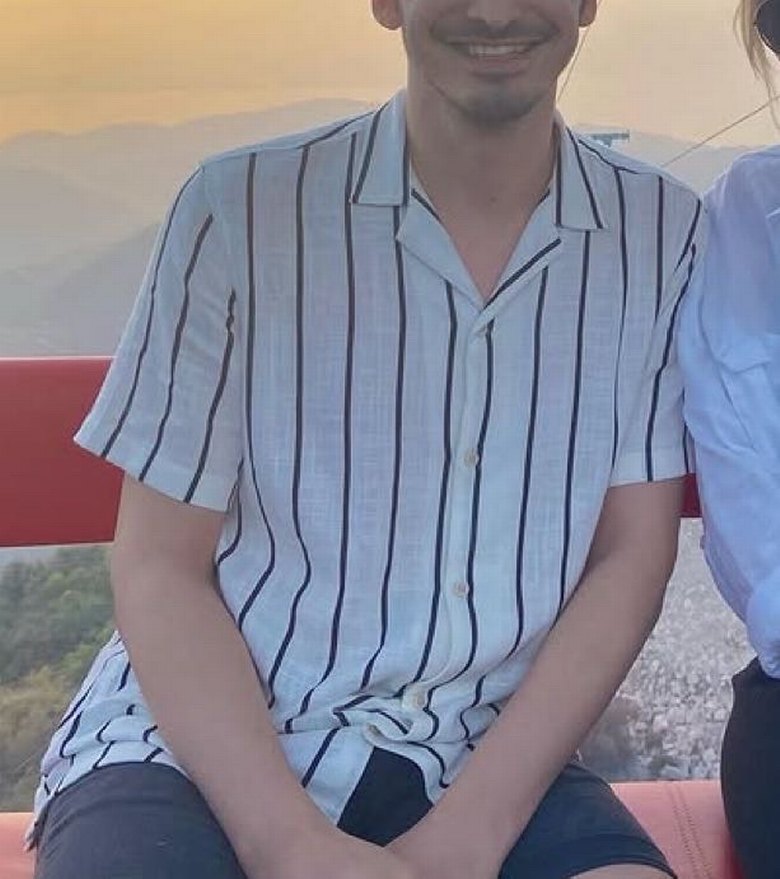 Erkek Beyaz Çizgili Kısa Kollu Gömlek - Görsel 3