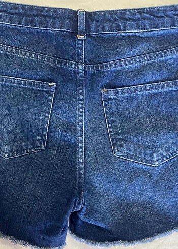 Kadın Mavi Kot Şort Mini Bol Kesim - Görsel 3