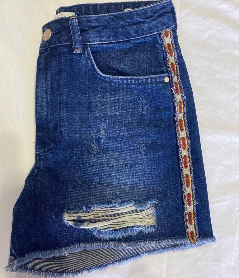 Kadın Mavi Kot Şort Mini Bol Kesim - Görsel 2