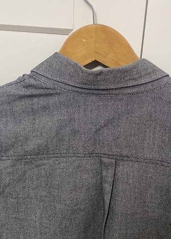 Gri Denim Erkek Gömlek, Regular Fit, Düğmeli - Görsel 6