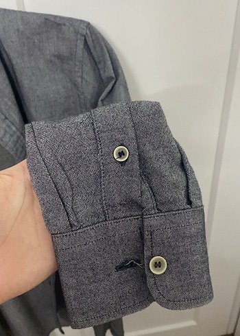 Gri Denim Erkek Gömlek, Regular Fit, Düğmeli - Görsel 4