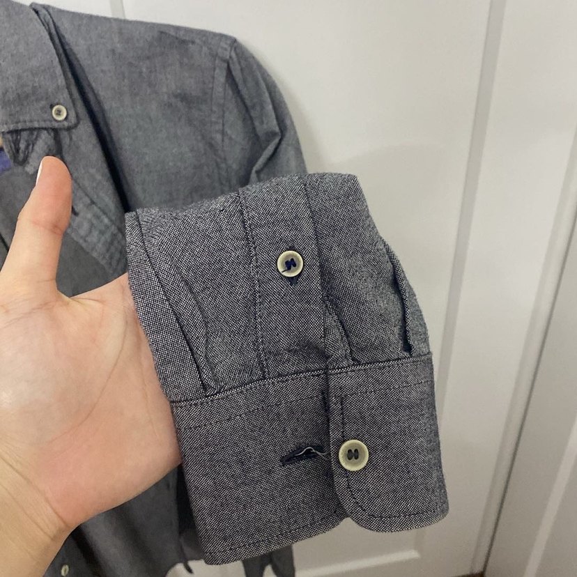 Gri Denim Erkek Gömlek, Regular Fit, Düğmeli - Görsel 4