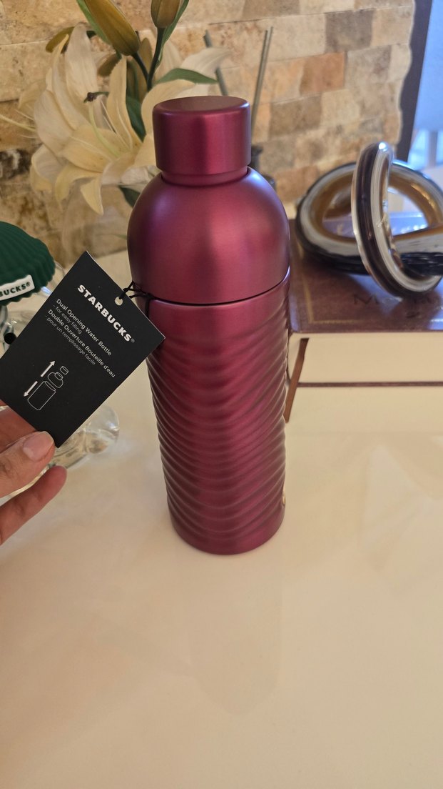 Starbucks orjinal Bordo Parlak Çocuk Termos Şişesi - Görsel 3