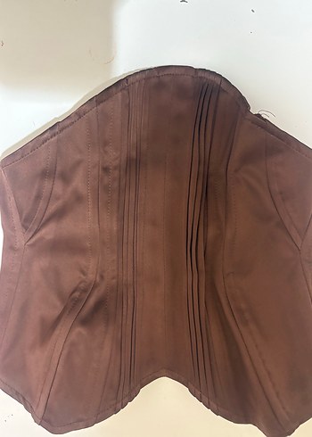 Kahverengi Süet Fermuarlı Straplez Bustiyer - Görsel 3