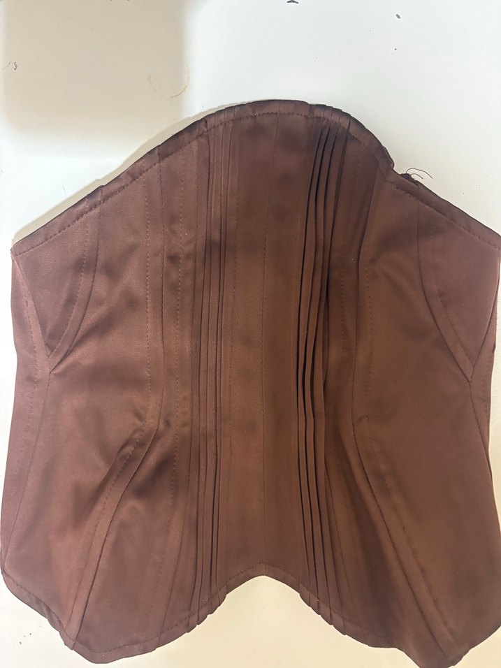 Kahverengi Süet Fermuarlı Straplez Bustiyer - Görsel 3