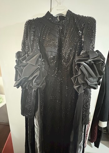 Uzun Siyah Gotik Kadın Elbise - Görsel 4