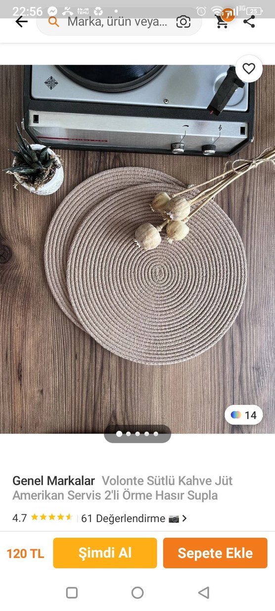 Bej Gri Bohem Jüt Amerikan Servis 2'li - Görsel 2