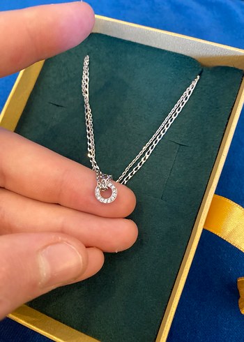 Set diamond dan alınmış çift zincirli gümüş kolye - Görsel 3