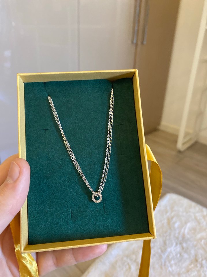 Set diamond dan alınmış çift zincirli gümüş kolye - Görsel 2