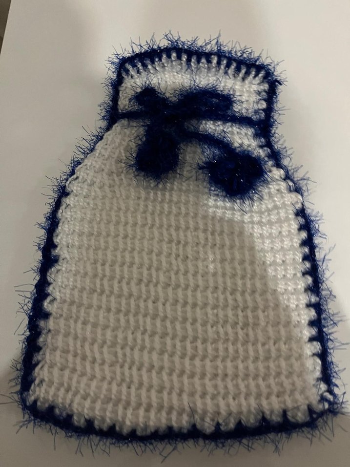 siirt ipi özel örgü kese lif mavi ip süsleme - Görsel 2