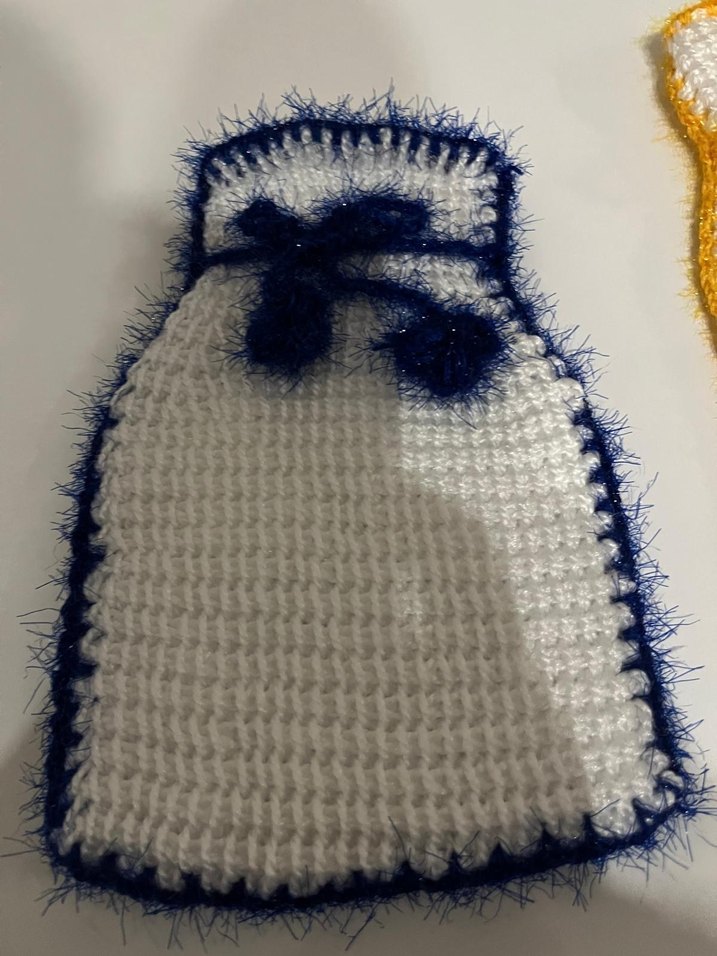 siirt ipi özel örgü kese lif mavi ip süsleme - Görsel 3