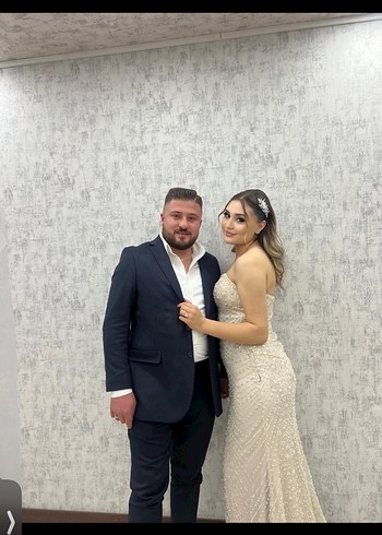 Şeffaf Detaylı Straplez Uzun Gelinlik - Görsel 2