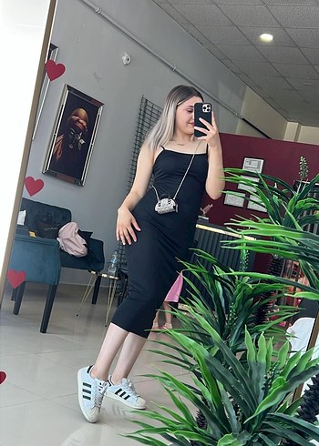 Siyah Straplez Midi Elbise - Görsel 2