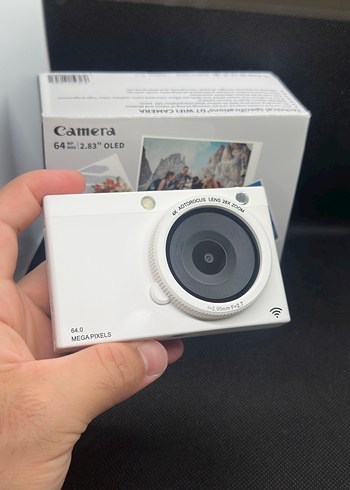 Beyaz Dijital Kamera 64MP 2.83" OLED Ekran - Görsel 3