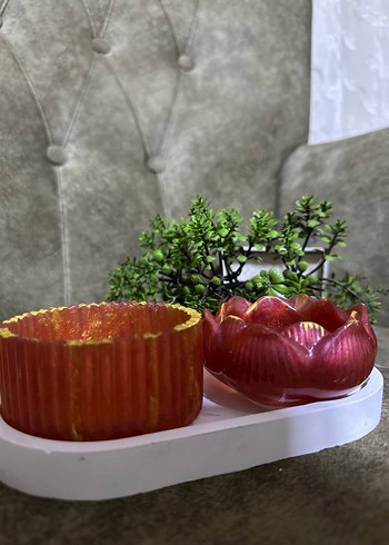 Renkli Kırmızı Mumluk Seti - Görsel 2