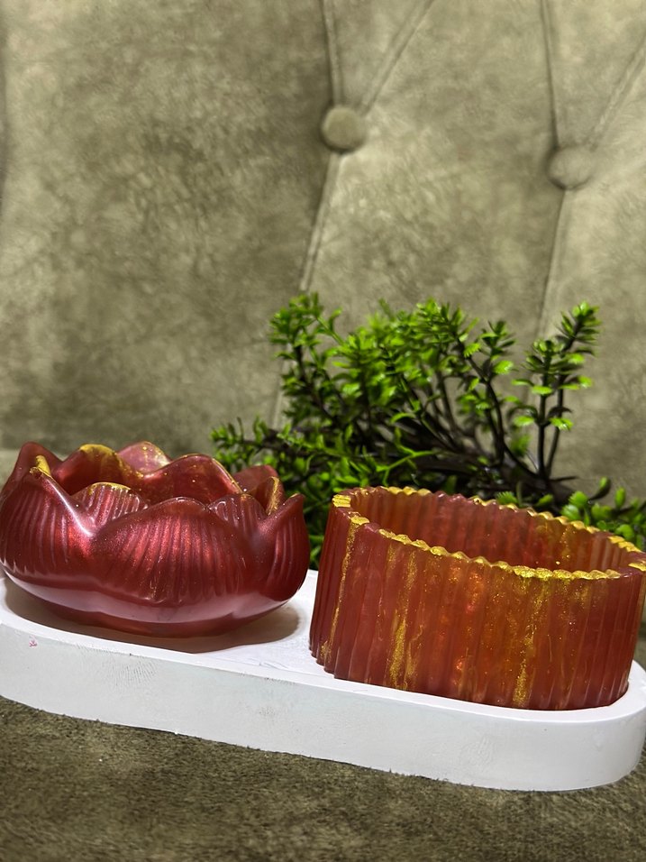 Renkli Kırmızı Mumluk Seti - Görsel 4