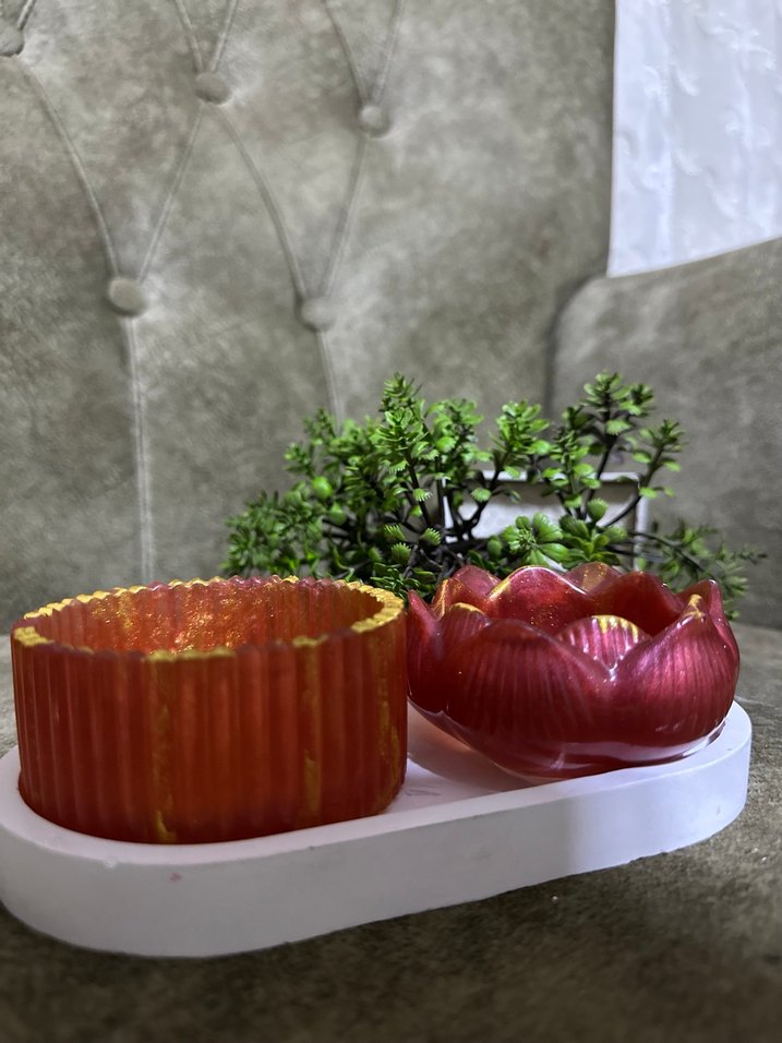 Renkli Kırmızı Mumluk Seti - Görsel 2