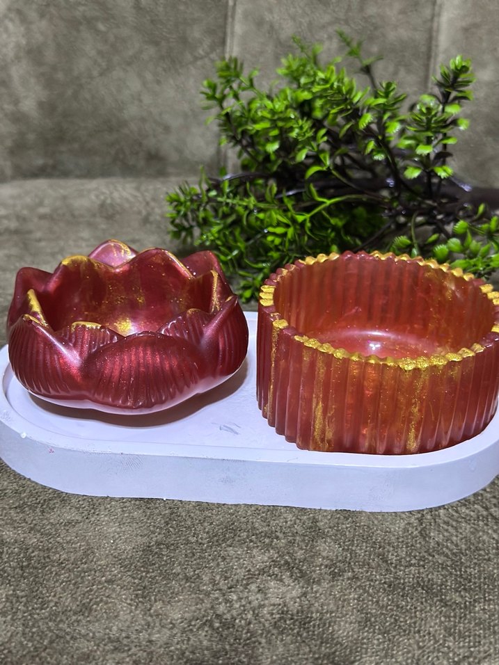 Renkli Kırmızı Mumluk Seti - Görsel 3