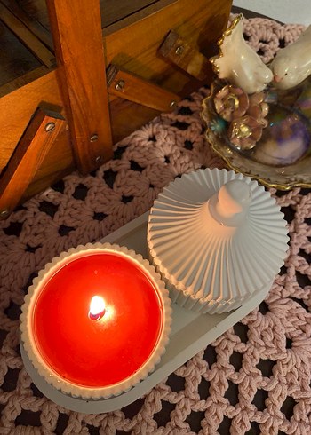 Beyaz Kapaklı Mum ve Mumluk Seti - Görsel 3