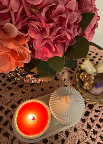 Beyaz Kapaklı Mum ve Mumluk Seti - Görsel 2