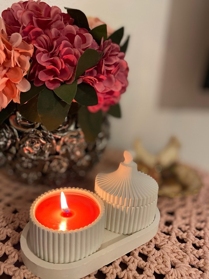 Beyaz Kapaklı Mum ve Mumluk Seti - Görsel 4