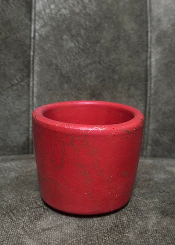 Koyu Yeşil Mermer Görünümlü Vazo saksı veya MUMLUK - Görsel 2