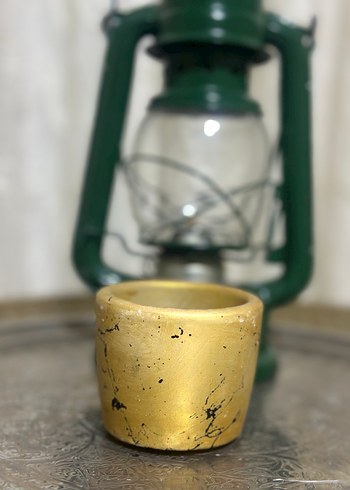 Koyu Yeşil Mermer Görünümlü Vazo saksı veya MUMLUK - Görsel 3