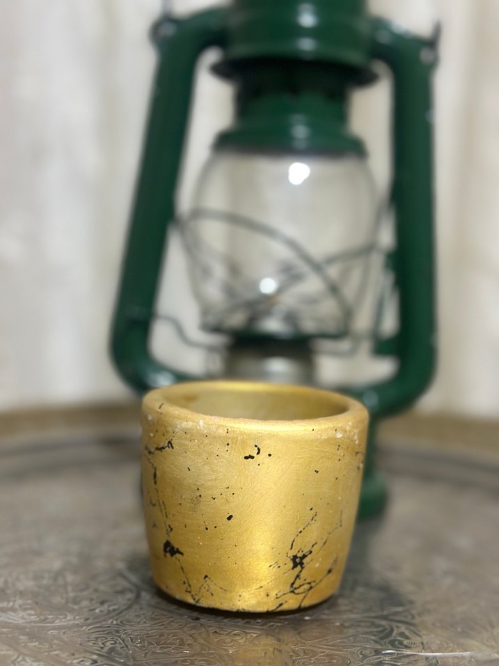 Koyu Yeşil Mermer Görünümlü Vazo saksı veya MUMLUK - Görsel 3