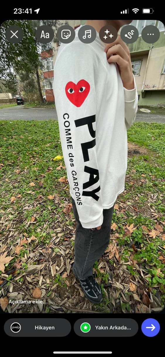 Unısex CDG Hearts Long Sleeve - Görsel 2