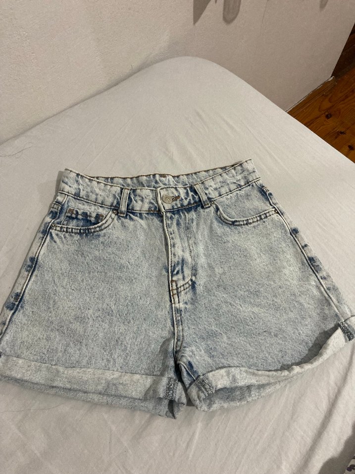 Mavi kadın kot şort - Görsel 2