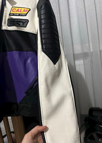 Kadın Mor Deri Biker Ceket - Görsel 3