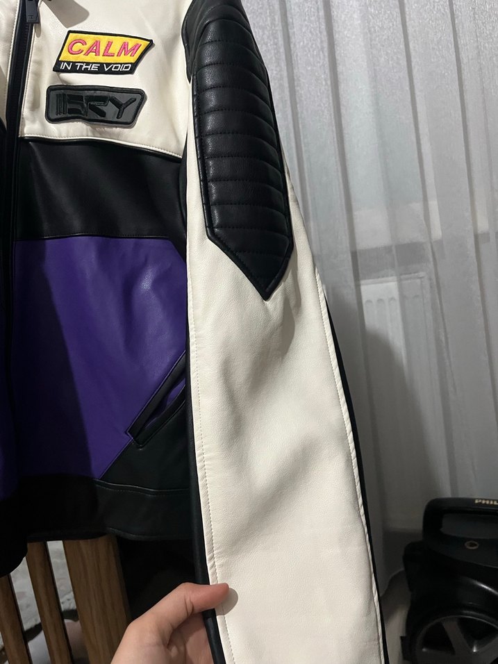 Kadın Mor Deri Biker Ceket - Görsel 3