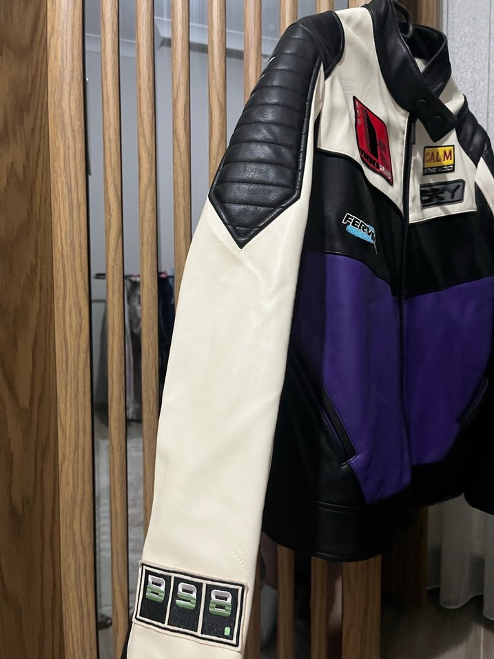 Kadın Mor Deri Biker Ceket - Görsel 2