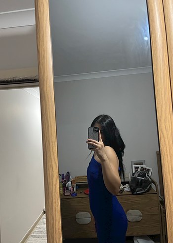 Straplez Lacivert Uzun Abiye likralı - Görsel 4