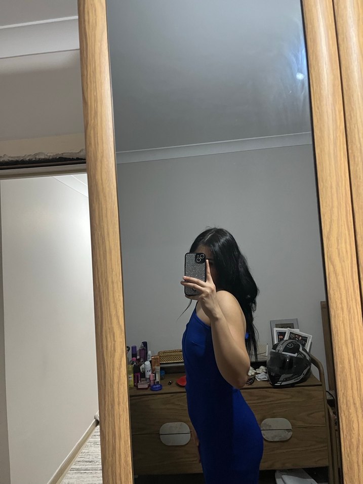 Straplez Lacivert Uzun Abiye likralı - Görsel 4