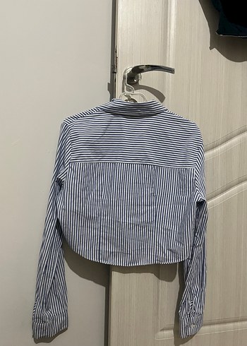 Düğmeli Çizgili Uzun Kollu Kadın Gömlek - Görsel 2